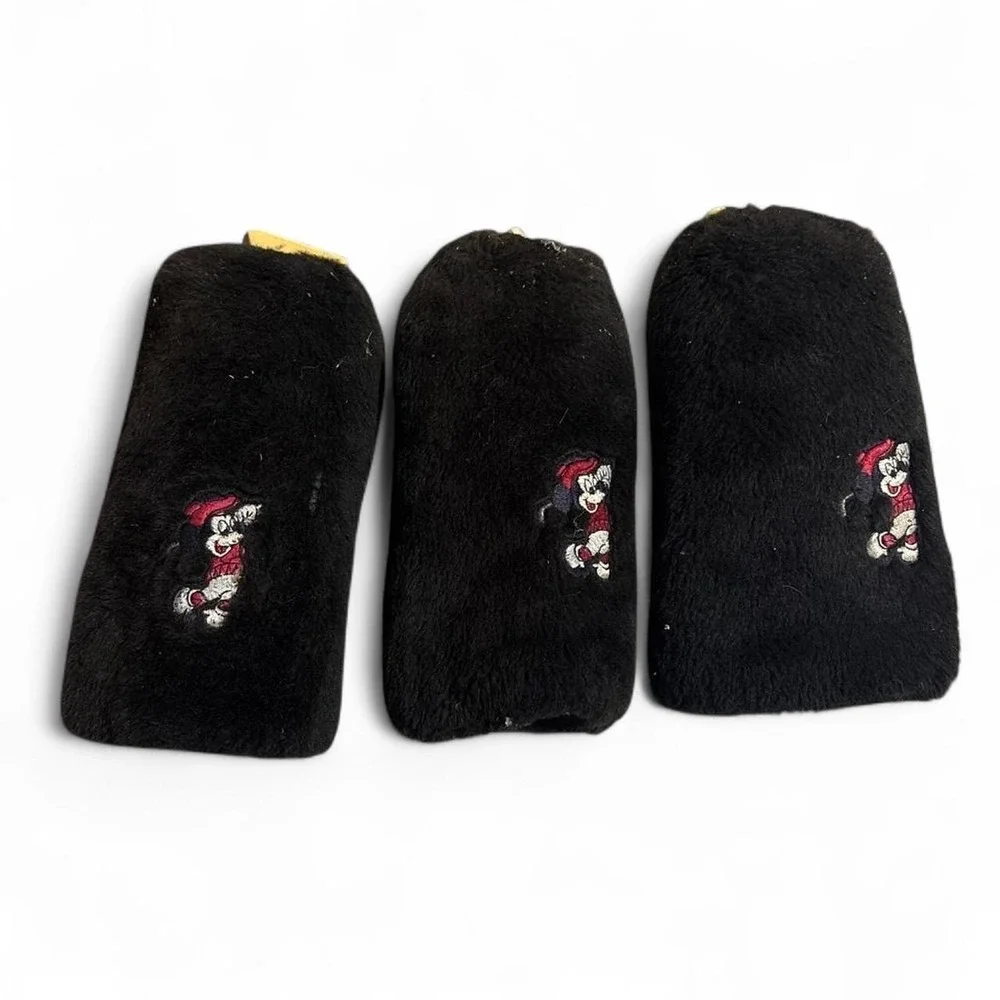 Vintage Black Mickey Mouse golf club headcovers with embroidered Mickey Mouse